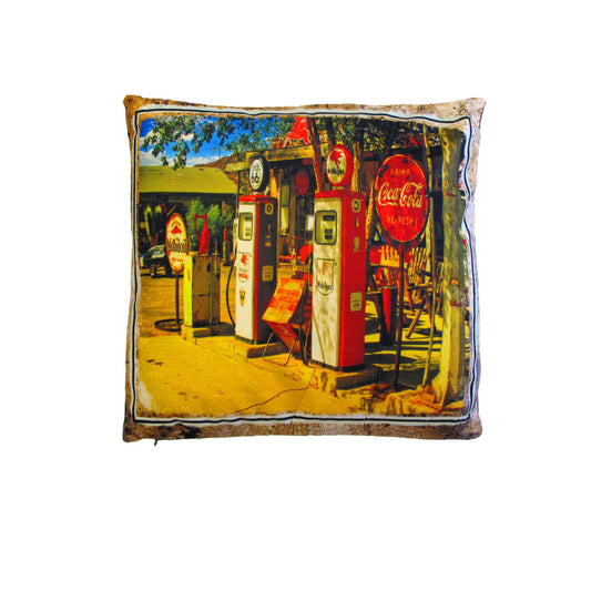 Australian Mancave Retro Cushion Petrol Station 40 x 40 cm