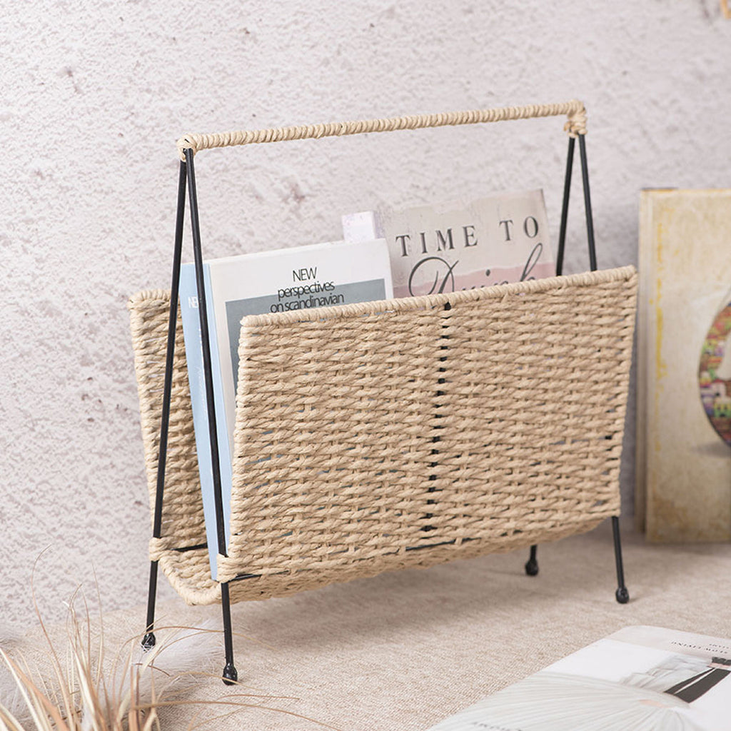 Natural Handwoven Magazine Rack Storage Basket