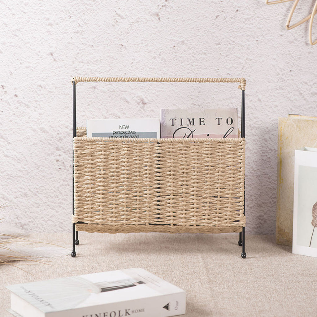 Natural Handwoven Magazine Rack Storage Basket