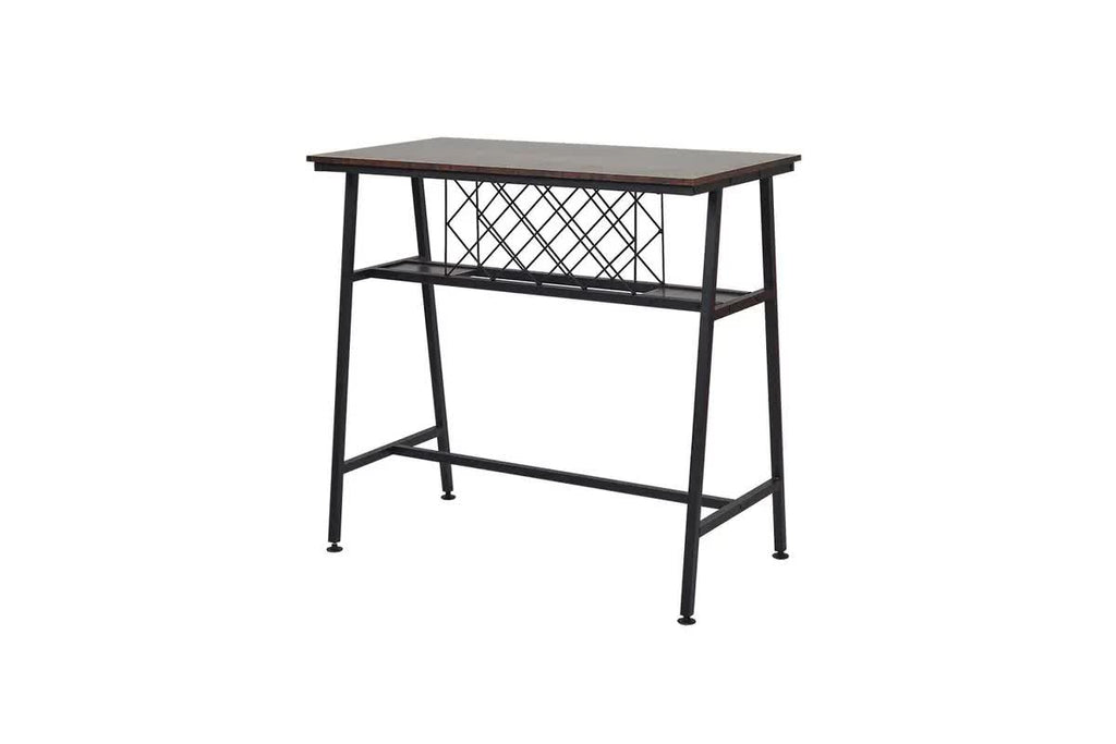 Viviendo Industrial Bar Table with Wine Storage - Rustic Brown 160cm