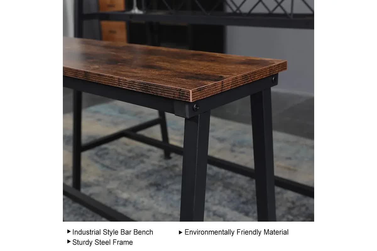Viviendo Industrial Bar Table with Wine Storage - Rustic Brown 160cm