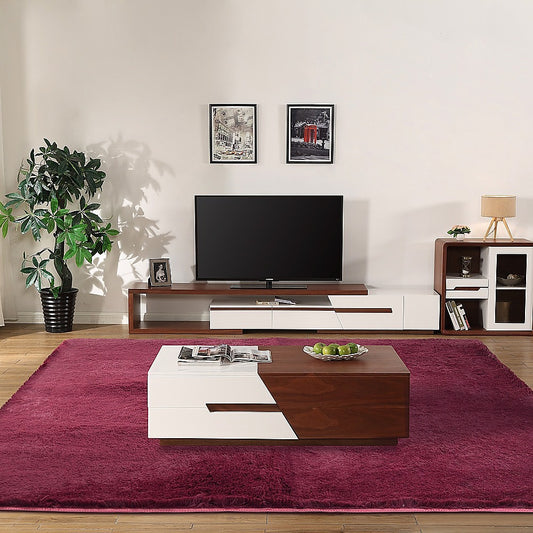 okretro 230x200cm Floor Rugs Large Shaggy Rug Area Carpet Bedroom Living Room Mat - Burgundy