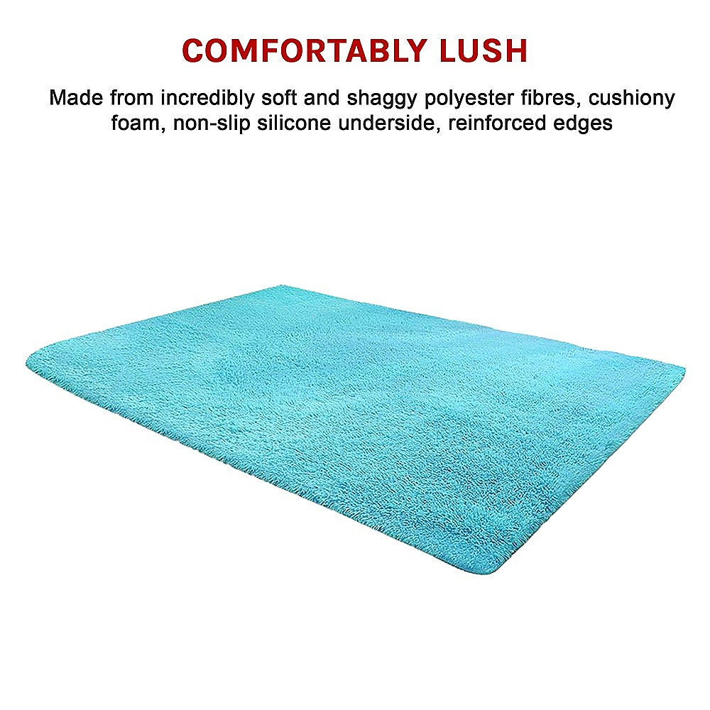 Okretro 200x140cm Floor Rugs Large Shaggy Rug Area Carpet Bedroom Living Room Mat - Turquoise