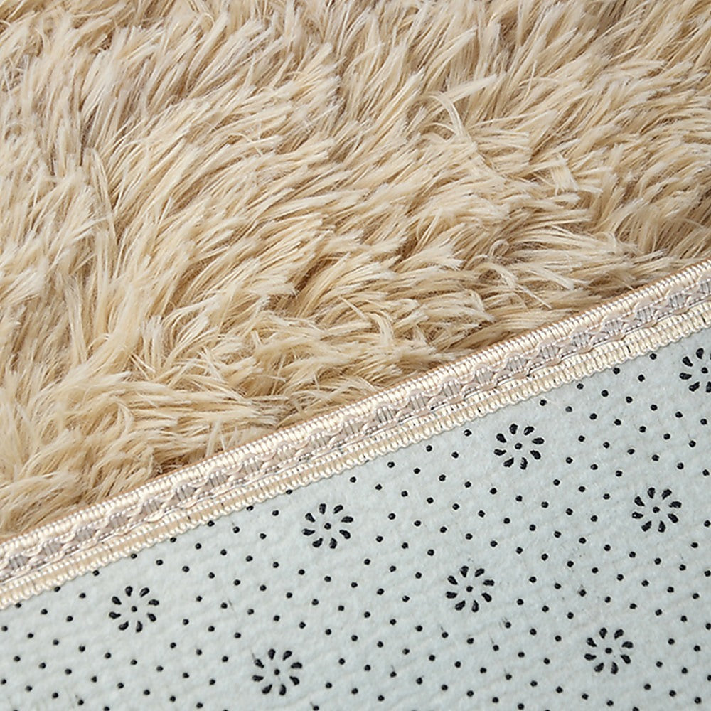 Okretro 200x140cm Floor Rugs Large Shaggy Rug Area Carpet Bedroom Living Room Mat - Beige