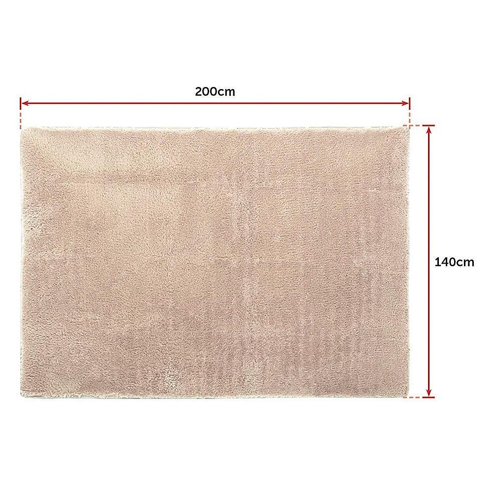 Okretro 200x140cm Floor Rugs Large Shaggy Rug Area Carpet Bedroom Living Room Mat - Beige