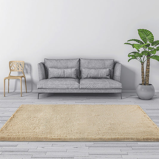 okretro 230x160cm Floor Rugs Large Shaggy Rug Area Carpet Bedroom Living Room Mat - Beige