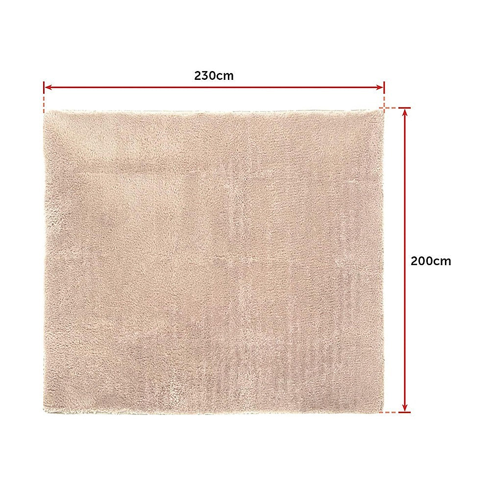 okretro 230x200cm Floor Rugs Large Shaggy Rug Area Carpet Bedroom Living Room Mat - Beige