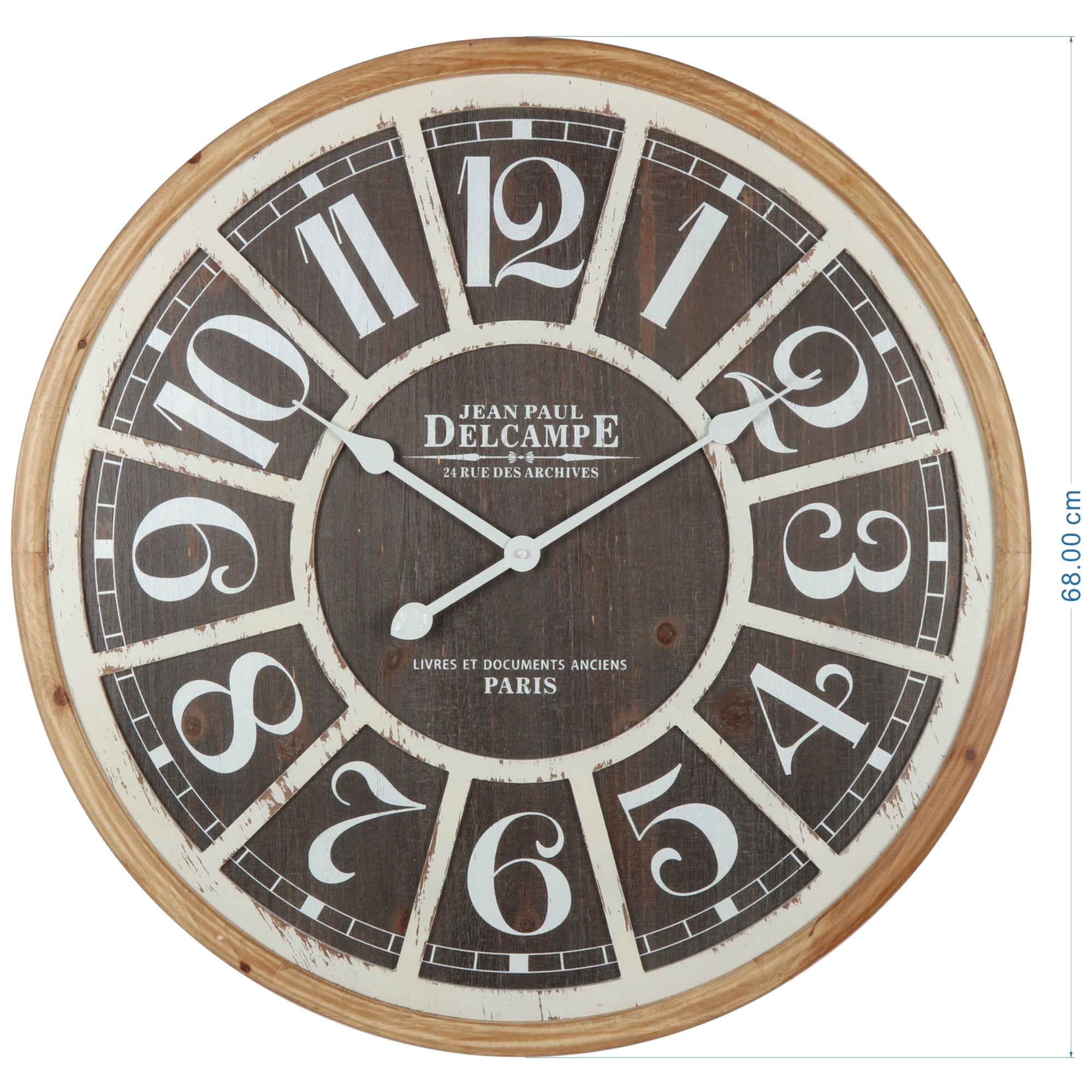 Distressed Grid Wall Clock 68x68cm