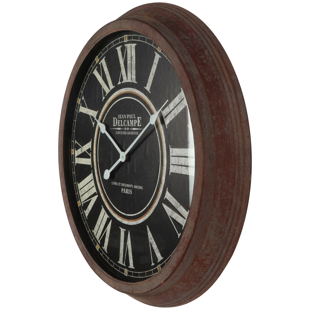 Vintage-Style 'Delcampe' Glass-Front Wall Clock 70cm