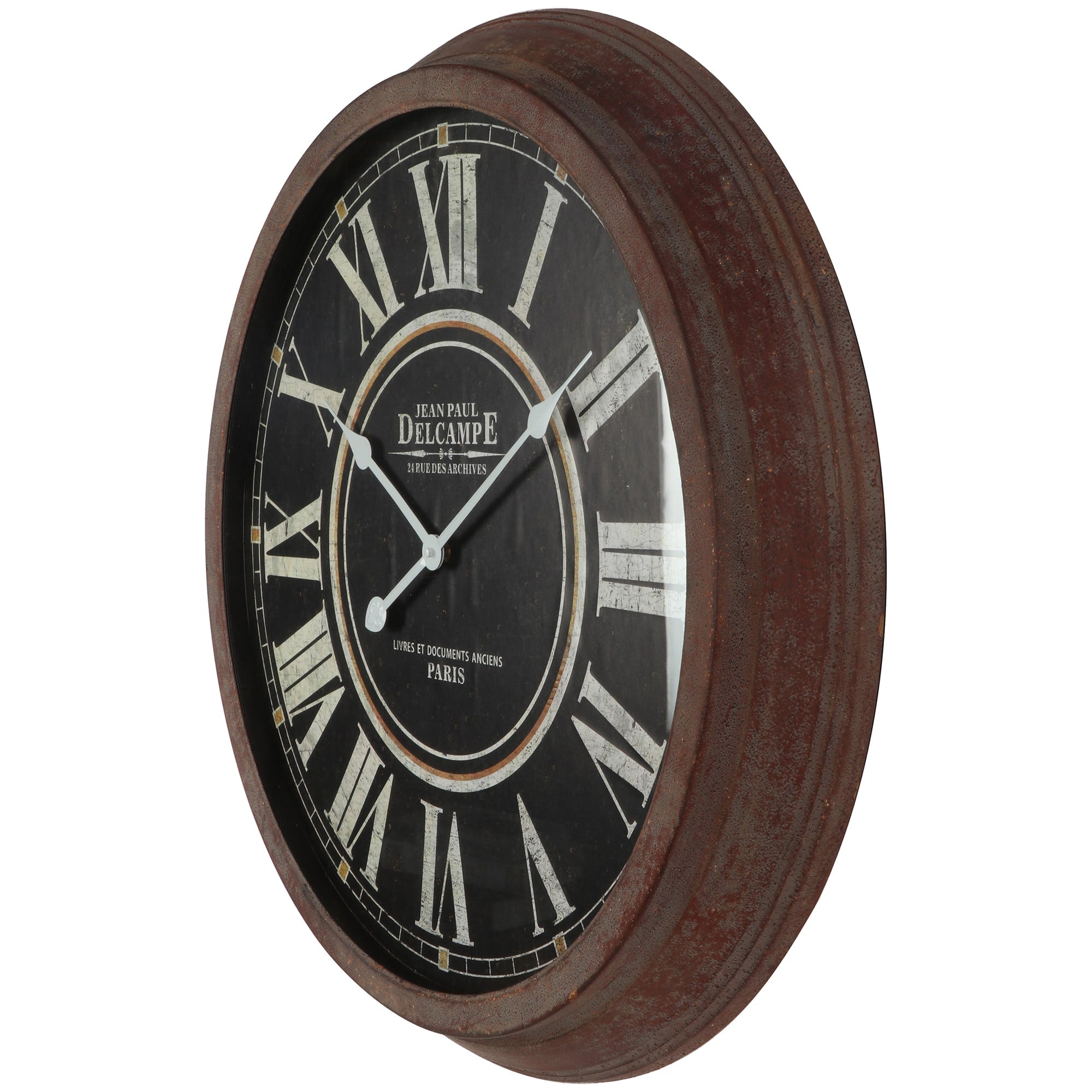 Vintage-Style 'Delcampe' Glass-Front Wall Clock 70cm