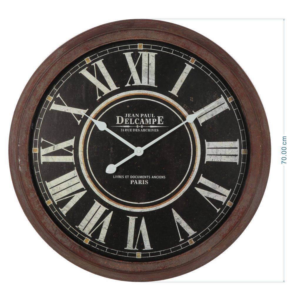 Vintage-Style 'Delcampe' Glass-Front Wall Clock 70cm