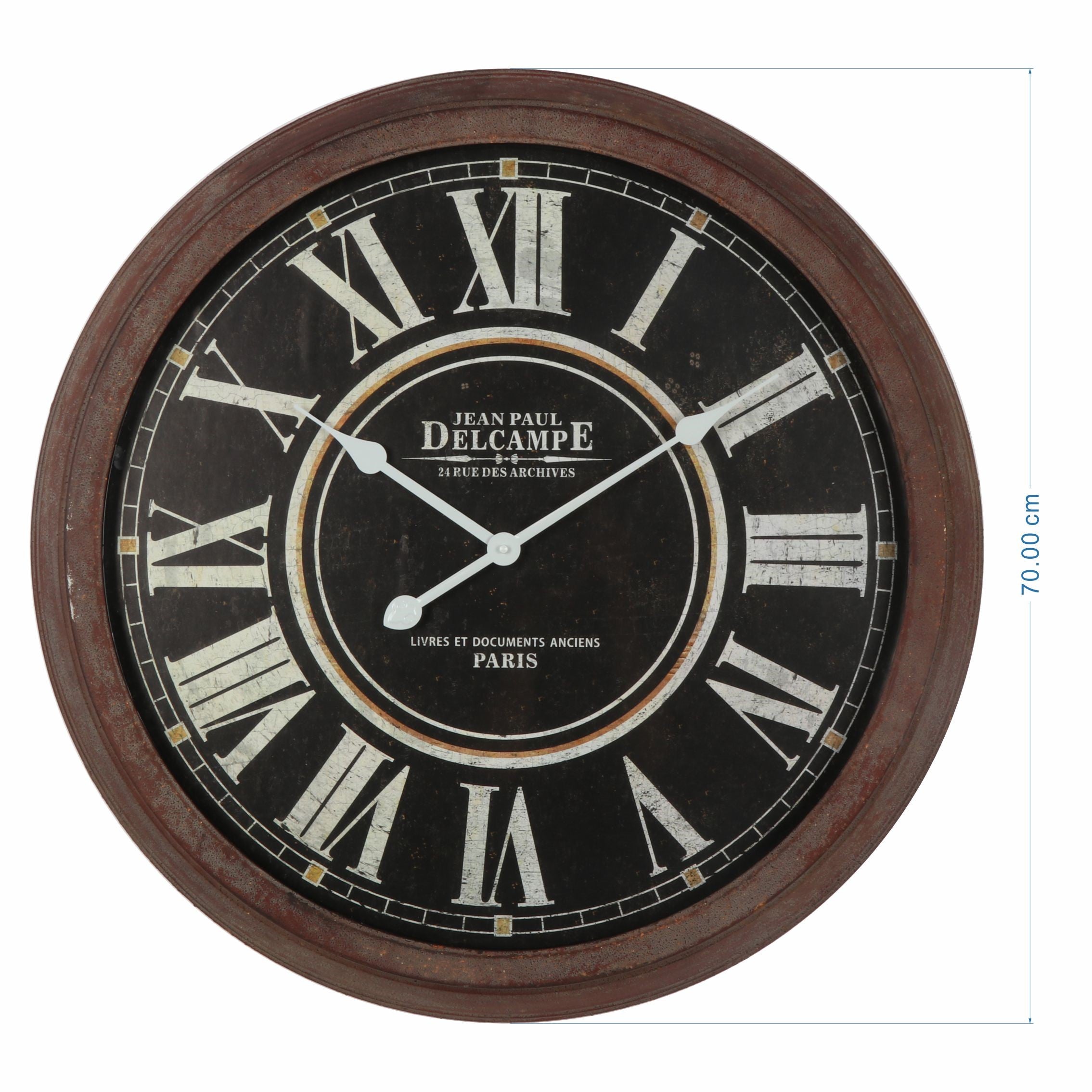 Vintage-Style 'Delcampe' Glass-Front Wall Clock 70cm