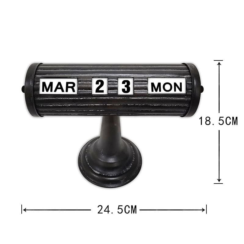 Vintage Style Black Table Top Calendar 24x18cm