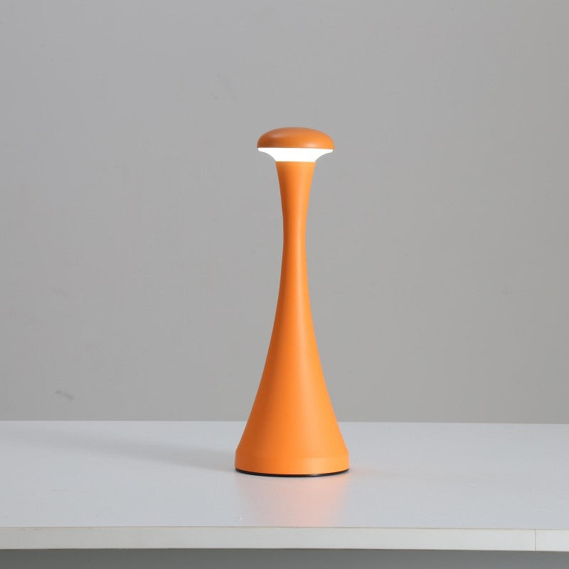 Orange Modern Minimalist LED Mushroom Lamp - Touch Control Rechargeable Night Light