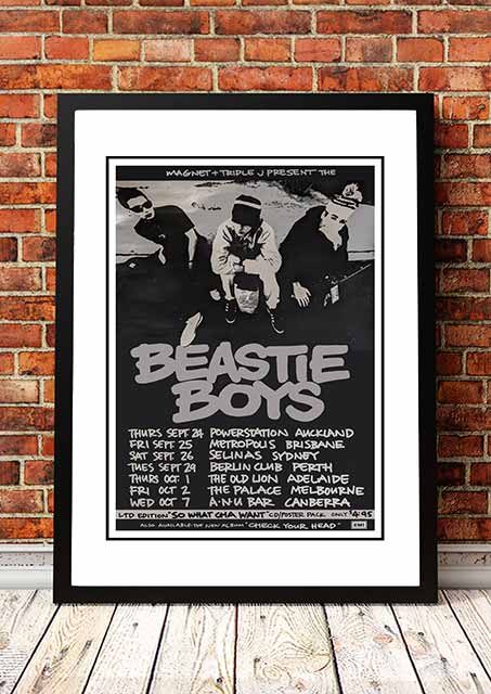 Beastie Boys 'Australian Tour' Poster 1990 - Framed A1 x-large 841mm x 594mm