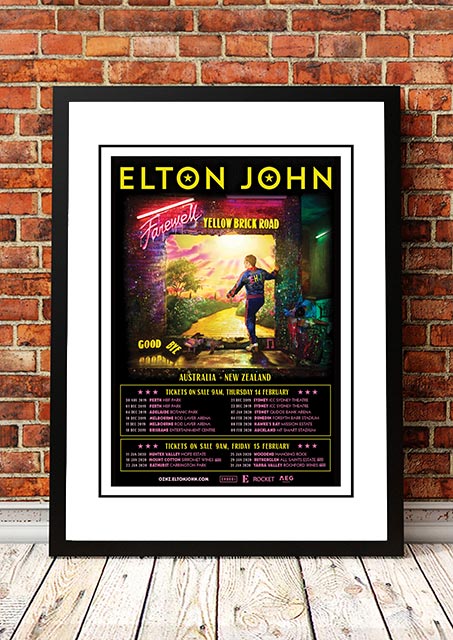 Elton John 'Final Australian Tour' Poster 2019- Framed A4 small 297mm x 210