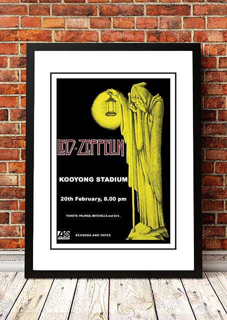 Vintage Led Zeppelin 'Kooyong Stadium' Melbourne, Australian Tour Poster 1972- Framed A4 small
