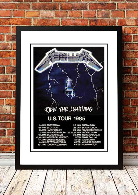 Metallica 'Ride The Lightning' US Tour Poster 1985 - Framed A2 large
