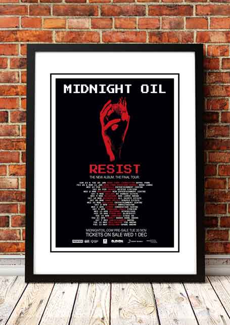 Midnight Oil 'Resist' Tour Poster 2022 - Framed A2 large