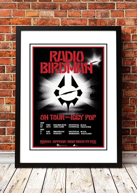 Radio Birdman / Iggy Pop 'Australian Tour' Poster 1984- Framed A4 small