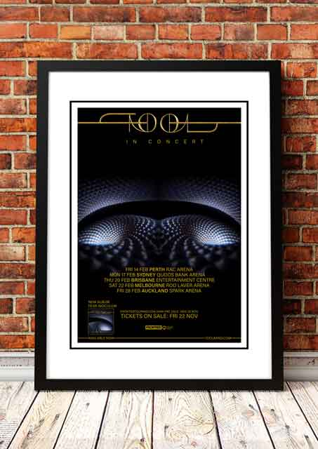 Tool 'Australian Tour' Poster 2020 - Framed A2 size large