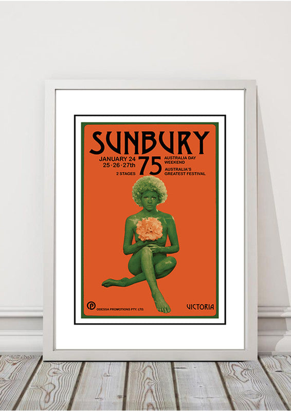 Sunbury 'Music Festival' Poster 1975 - Framed White A3