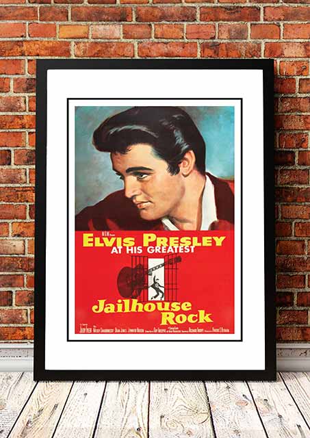 Vintage Elvis 'Jailhouse Rock' Movie Poster! - Framed A2 Print