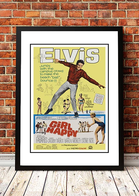 Vintage Elvis 'Girl Happy'  Movie Poster! - Framed A4