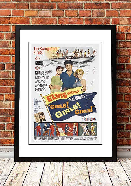 Vintage Elvis 'Girls, Girls, Girls' Movie Poster! - Framed A2