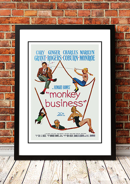 Vintage Marilyn Monroe ‘Monkey Business’Movie Poster! - Framed A2