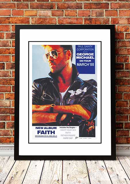 Vintage George Michael ‘Australian Tour’ In Store Promotional Poster 1988 - Framed A2