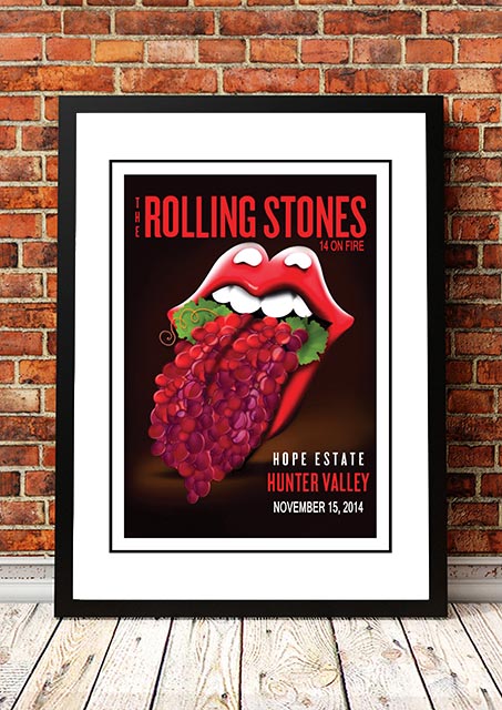 The Rolling Stones 'Hunter Valley'  Australia Concert Poster 2014 - Framed A3