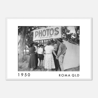 "Photos While You Wait" booth in Roma Queensland, 1950 vintage photograph.